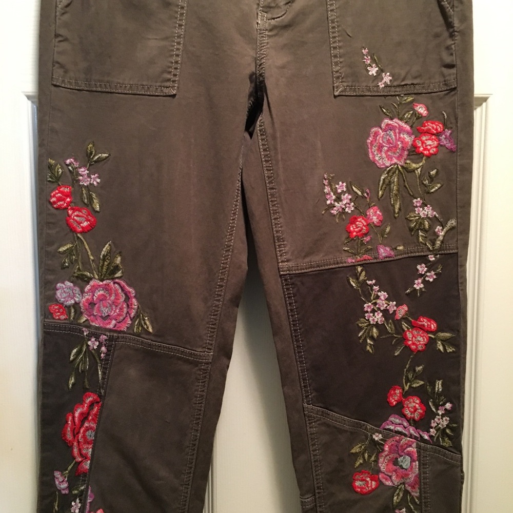 Anthropologie Embroidered Floral Pants - Picture 3 of 11